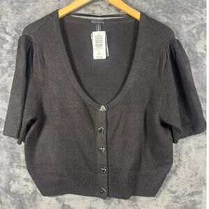 NWT Womens Black Torrid Short-Sleeve Cropped V-Neckline Cardigan size 1X (14/16)